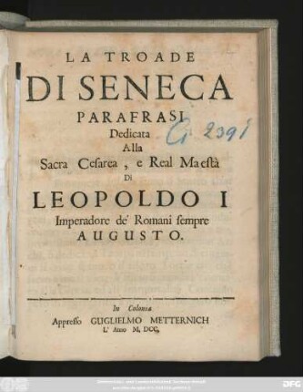 La Troade Di Seneca