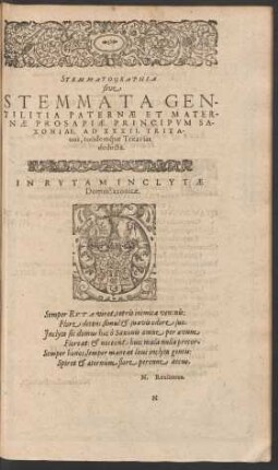 Stemmatographia sive Stemmata Gentilitia Paternae Et Maternae Prosapiae Principum Saxoniae ...