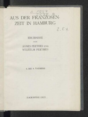 Aus der Franzosenzeit in Hamburg : Erlebnisse