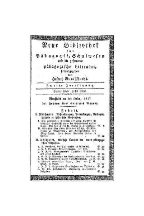Inhalt : [zweiter Band, erstes Stück]