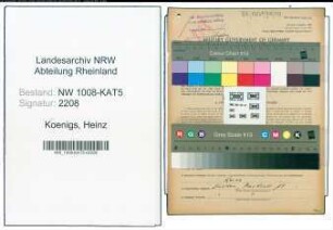Entnazifizierung Heinz Koenigs , geb. 10.10.1911 (Metzger)