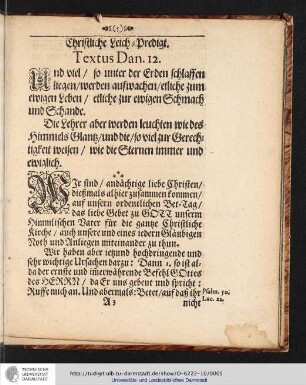 Christliche Leich-Predigt. Textus Dan. 12. [...]