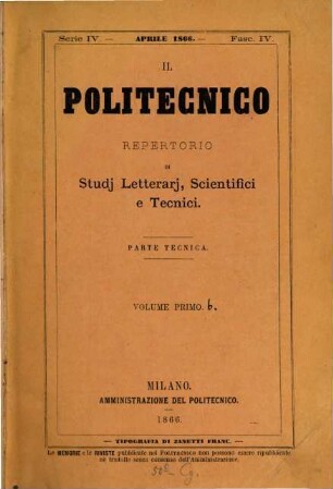 Il politecnico. Parte tecnica. 1866 = Vol. 1,b