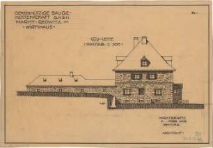 Fischer, Theodor; Marktredwitz; Baugenossenschaft Vereinigte Chamottfabrik, Wirtshaus - Südseite (Ansicht)