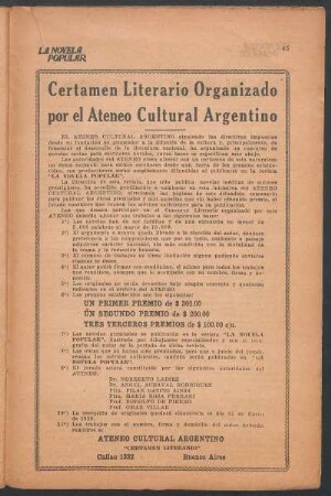Certamen Literario Organizado por el Ateneo Cultural Argentino