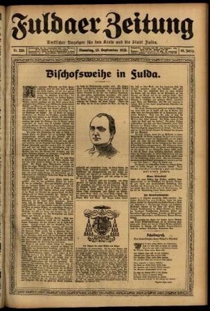 Erste Ausgabe vom Dienstag, den 13. September 1921.