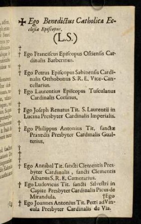 9r-10v, Ego Benedictus Catholica Ecclesia Episcopus. (L.S.)