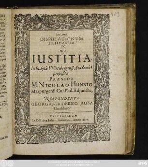 Disputationum Ethicarum IX. De Iustitia