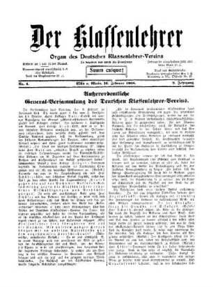Außerordentliche General-Versammlung des Deutschen Klassenlehrer-Vereins