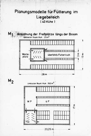Planungsmodelle für Fütterung im Liegebereich (40 Kühe)