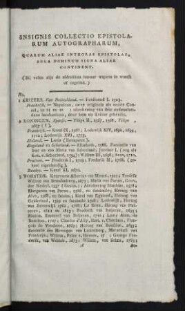1-27, Insignis Collectio Epistolarum Autographarum