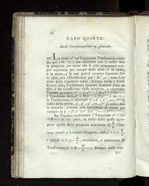 Capo Quinto. Delle Trasformazioni in generale.