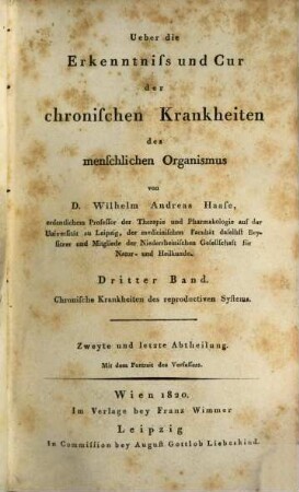 Über die Erkenntniß und Cur der chronischen Krankheiten des menschlichen Organismus, 3,2. Chronische Krankheiten des reproductiven Systems