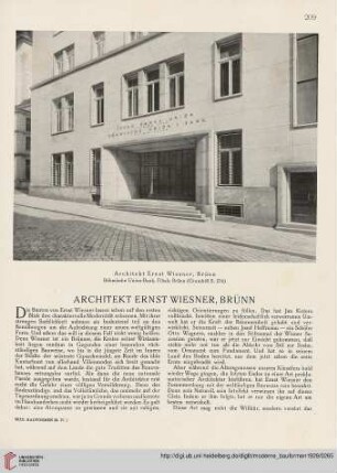 Architekt Ernst Wiesner, Brünn
