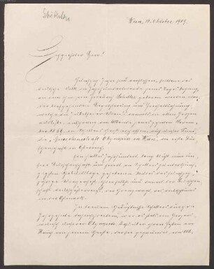 Felix Dahn (1834 - 1912) Nachlass: Brief der Burschenschaft "Olympia" in Wien an Felix Dahn- BSB Ana 580 Burschenschaft Olympia in Wien