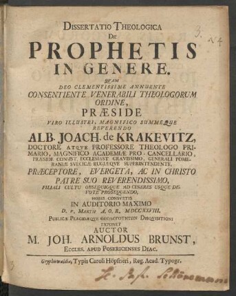 Dissertatio Theologica De Prophetis In Genere