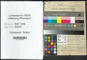 Entnazifizierung Walter Flossbach , geb. 12.07.1903 (Techniker)
