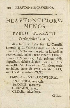 Heavtontimorvmenos. Pvblii Terentii, Carthaginiensis Afri