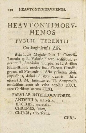 Heavtontimorvmenos. Pvblii Terentii, Carthaginiensis Afri