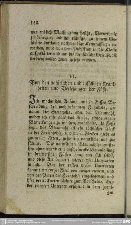 VI. Von den natürlichen und zufälligen Krankheiten und Verletzungen der Füße