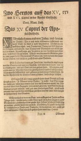 Zwo Sermon auff das XV. und XVI. Capitel in der Apostel Geschicht.