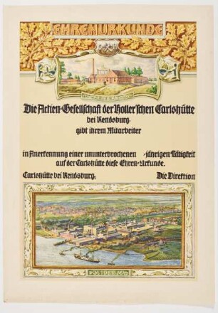 Ehrenurkunde der Carlshütte