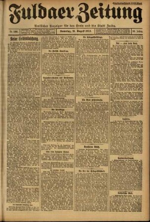 Ausgabe vom Samstag, den 18. August 1923.