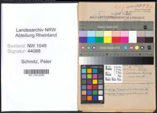 Entnazifizierung Peter Schmitz , geb. 30.11.1886 (Lehrer)