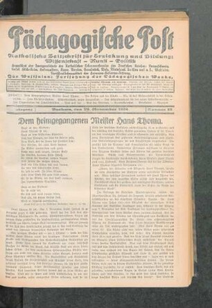 ¬Dem¬ Heimgegangenen Meister Hans Thoma