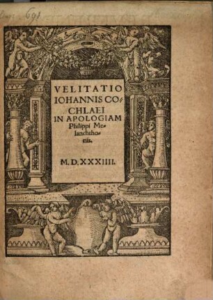 Velitatio Iohannis Cochlaei In Apologiam Philippi Melanchthonis