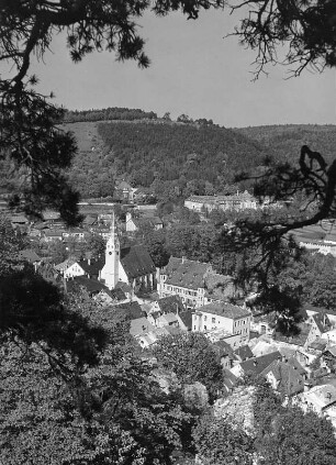 Pappenheim (Kreis Weißenburg-Gunzenhausen). Stadtzentrum mit Pfarrkirche (ehem. Sankt Maria)