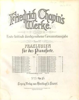 Friedrich Chopin's Werke. 6, Praeludien für das Pianoforte