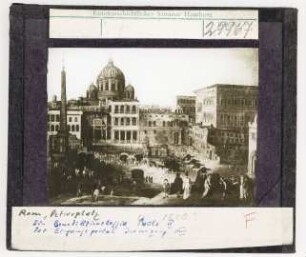 Rom, St. Peter: Petersplatz mit Benediktionsloggio Pauls II und Eingangsportal von Innozenz VIII.