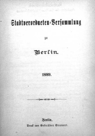 1889: Stadtverordnetenversammlung der Stadt Berlin