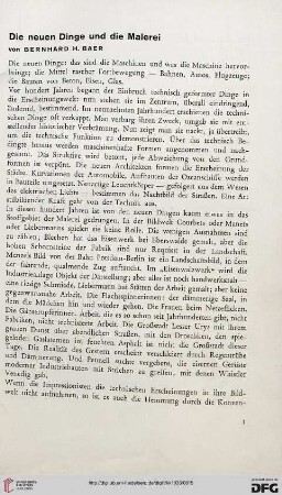 Die neuen Dinge und die Malerei