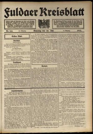 Erste Ausgabe vom Samstag, den 20. Juli 1912.
