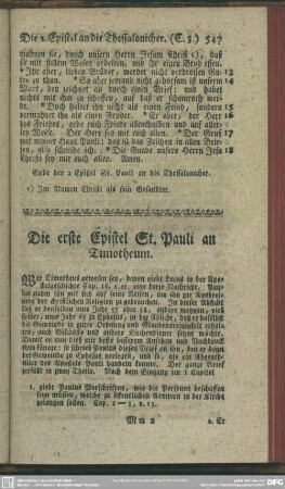 Die erste Epistel St. Pauli an Timotheum