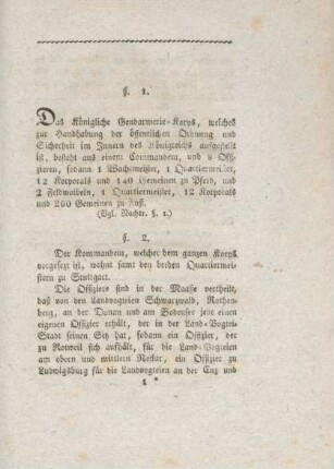 Instruktion für die Königliche Gendarmerie.