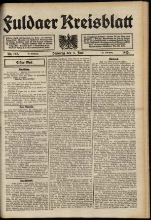 Erste Ausgabe vom Dienstag, den 03. Juni 1913.