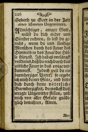 Gebeth zu Gott in der Zeit eines schweren Ungewitters.