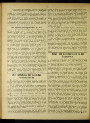 ¬Die¬ Aufhebung der geistlichen Ortsschulaufsicht