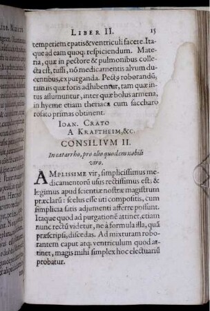 Consilium II. In catarrho, pro alio quodam nobili viro