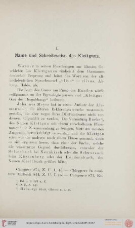 I. Name und Schreibweise des Klettgaus