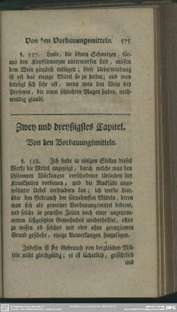 Zwey und dreyßigstes Capitel. Von den Vorbauungsmitteln