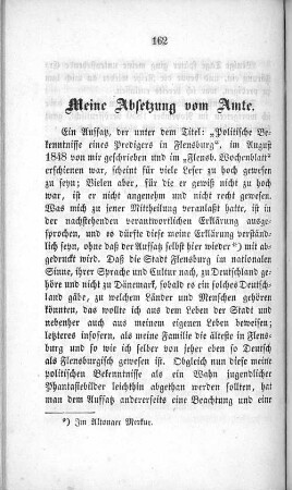 Meine Absetzung vom Amte.