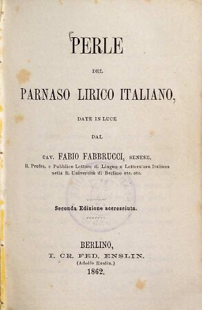 Perle del Parnaso lirico Italiano