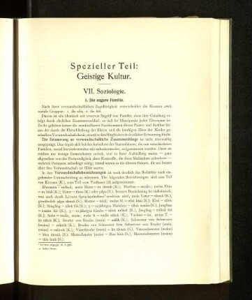 Spezieller Teil: Geistige Kultur.