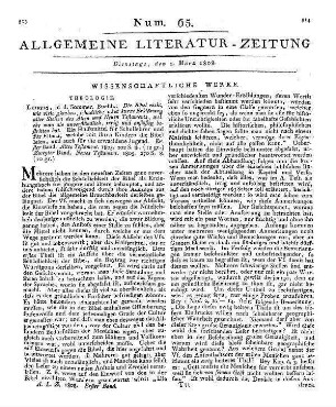 Die Bibel nicht, wie viele glauben, schädlich. Oder kurze Erklärung aller Stellen des alten und des neuen Testaments, welche man als unverständlich, irrig und anstößig bestritten hat. Bd. 1-2. Leipzig: Sommer 1805