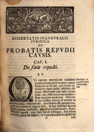 Dissertatio Inavgvralis Ivridica De Probatis Repvdiorvm Cavsis