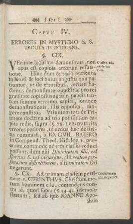 Caput IV. Errores In Mysterio S.S. Trinitatis Indicans